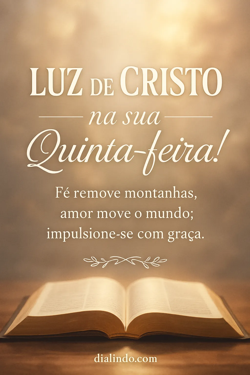 Quinta-Feira: Luz, Fé, Amor.