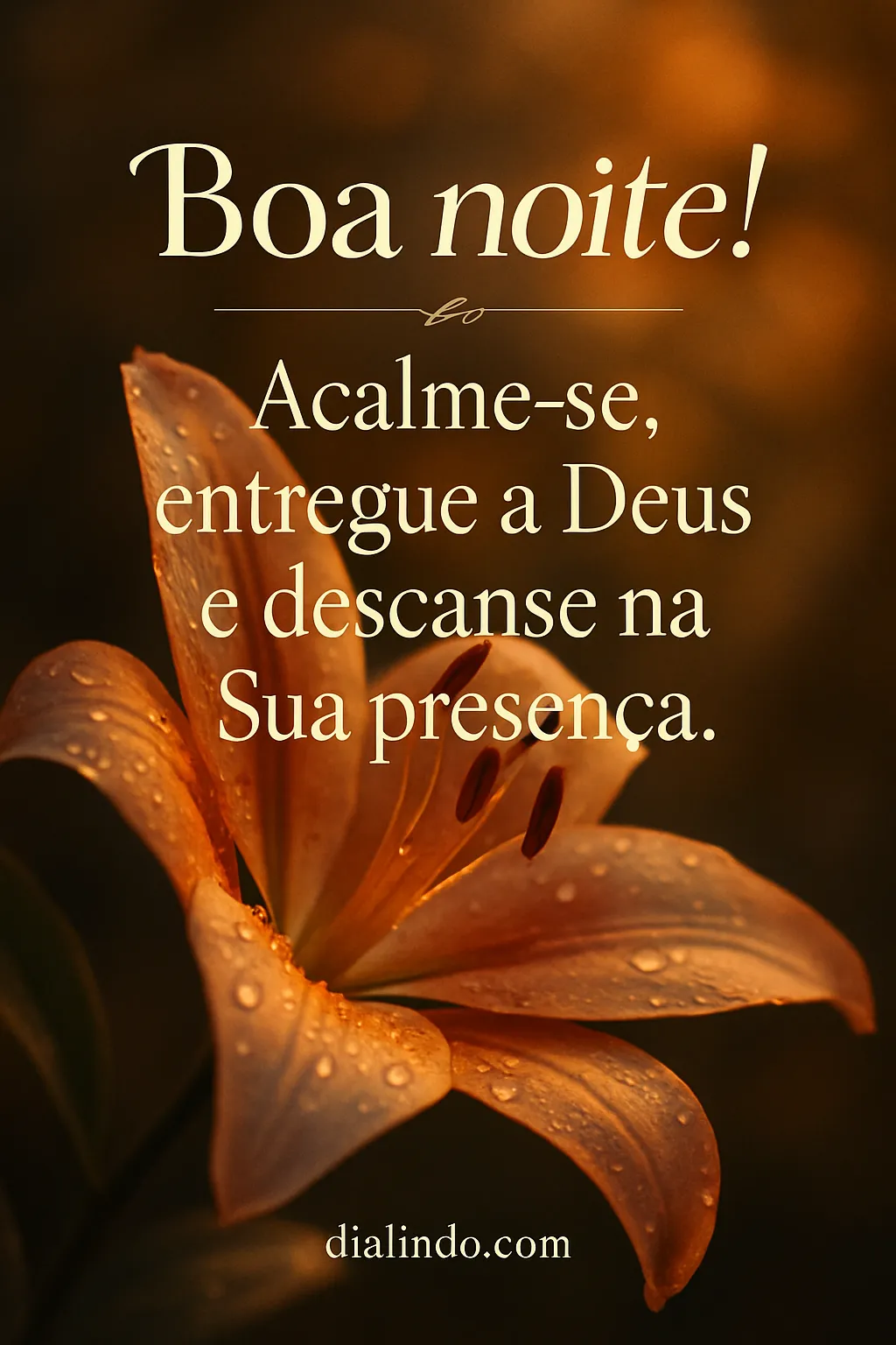 Entrega noturna, paz divina.