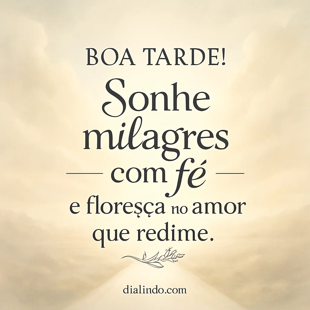 Fé, Milagres, Amor Florescente.