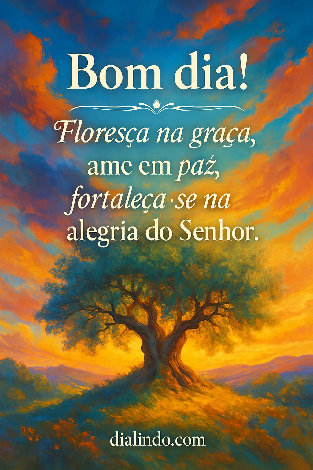 Floresça, ame, alegre-se Nele.