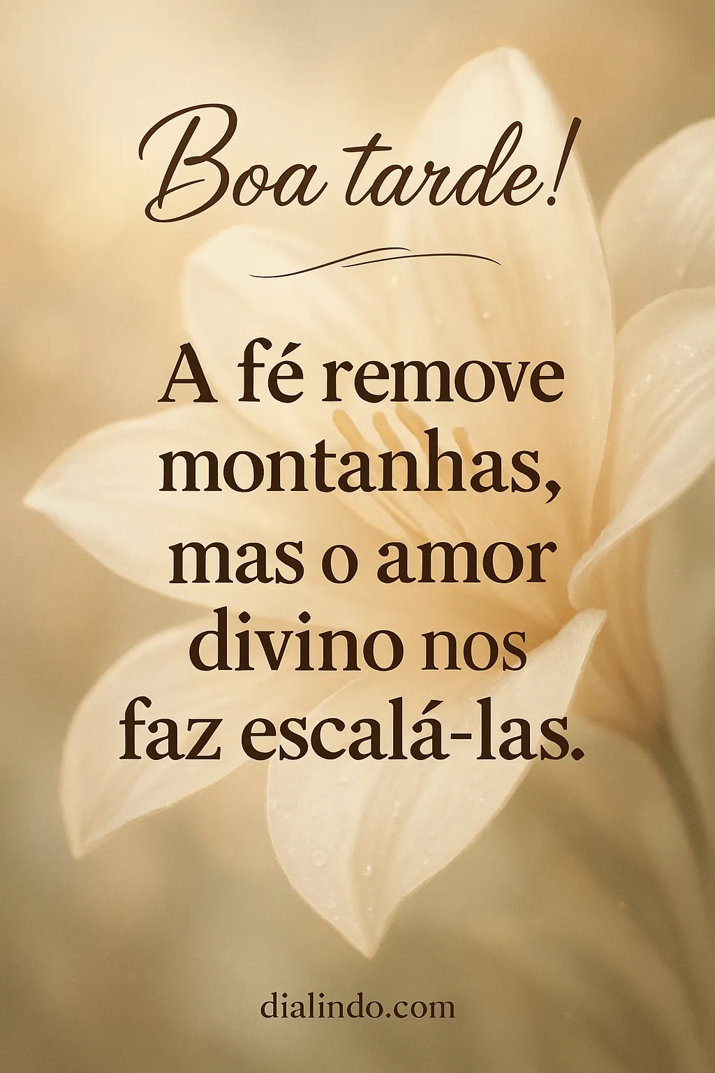 Amor escala o que a fé move.