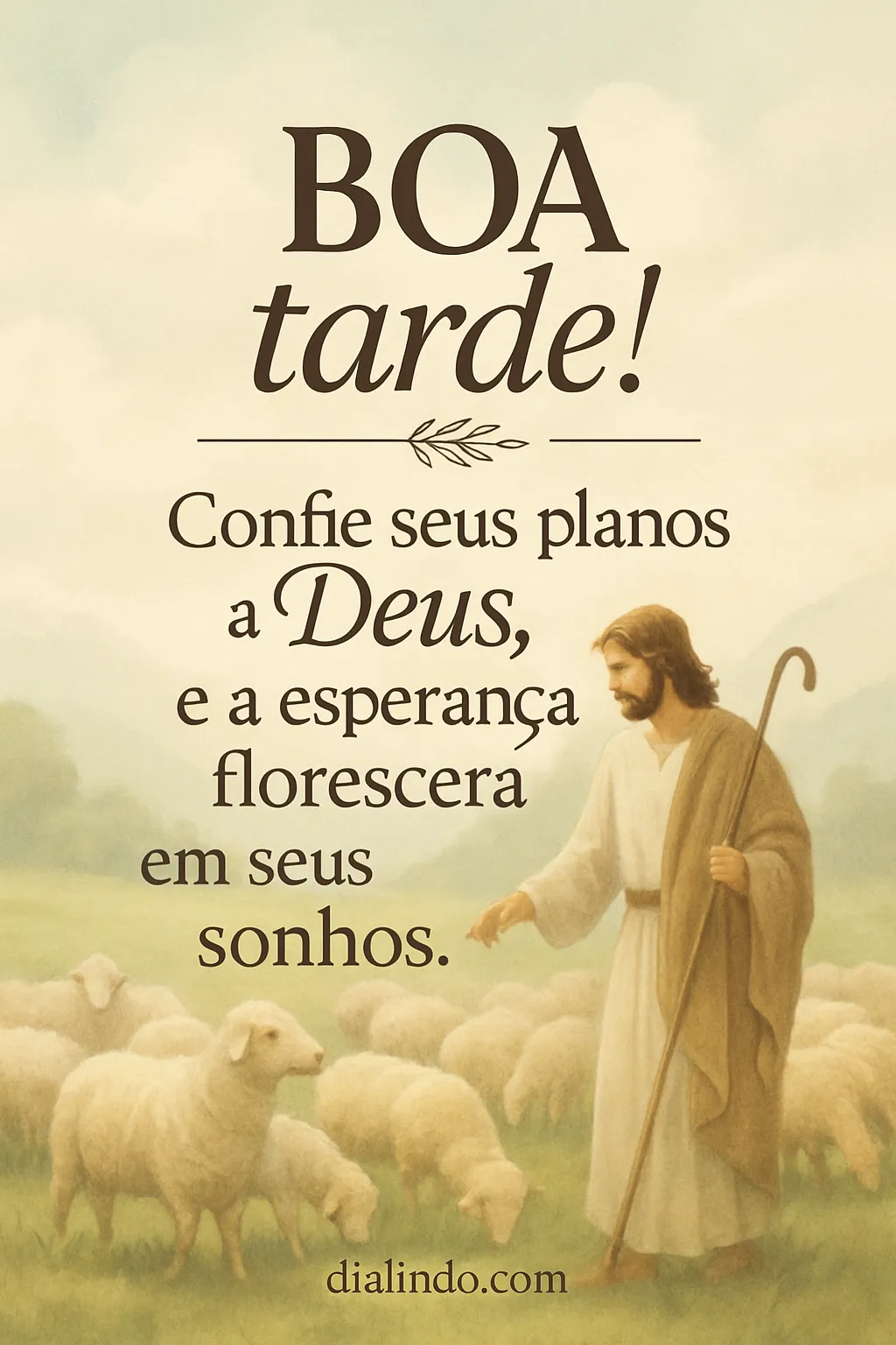 Deus semeia esperança, colhe sonhos. - Mensagem inspiradora